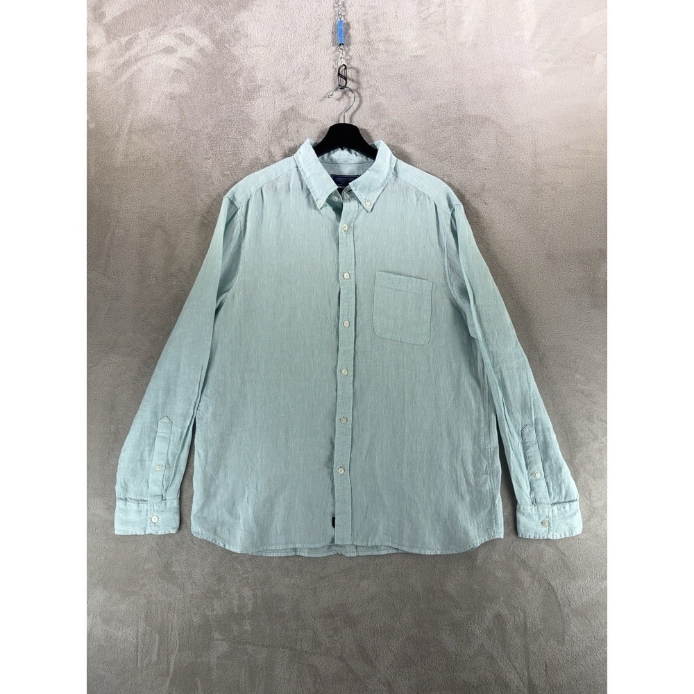 Vineyard Vines Linen Button Down Shirt Mens Large Blue Lightweight Coastal